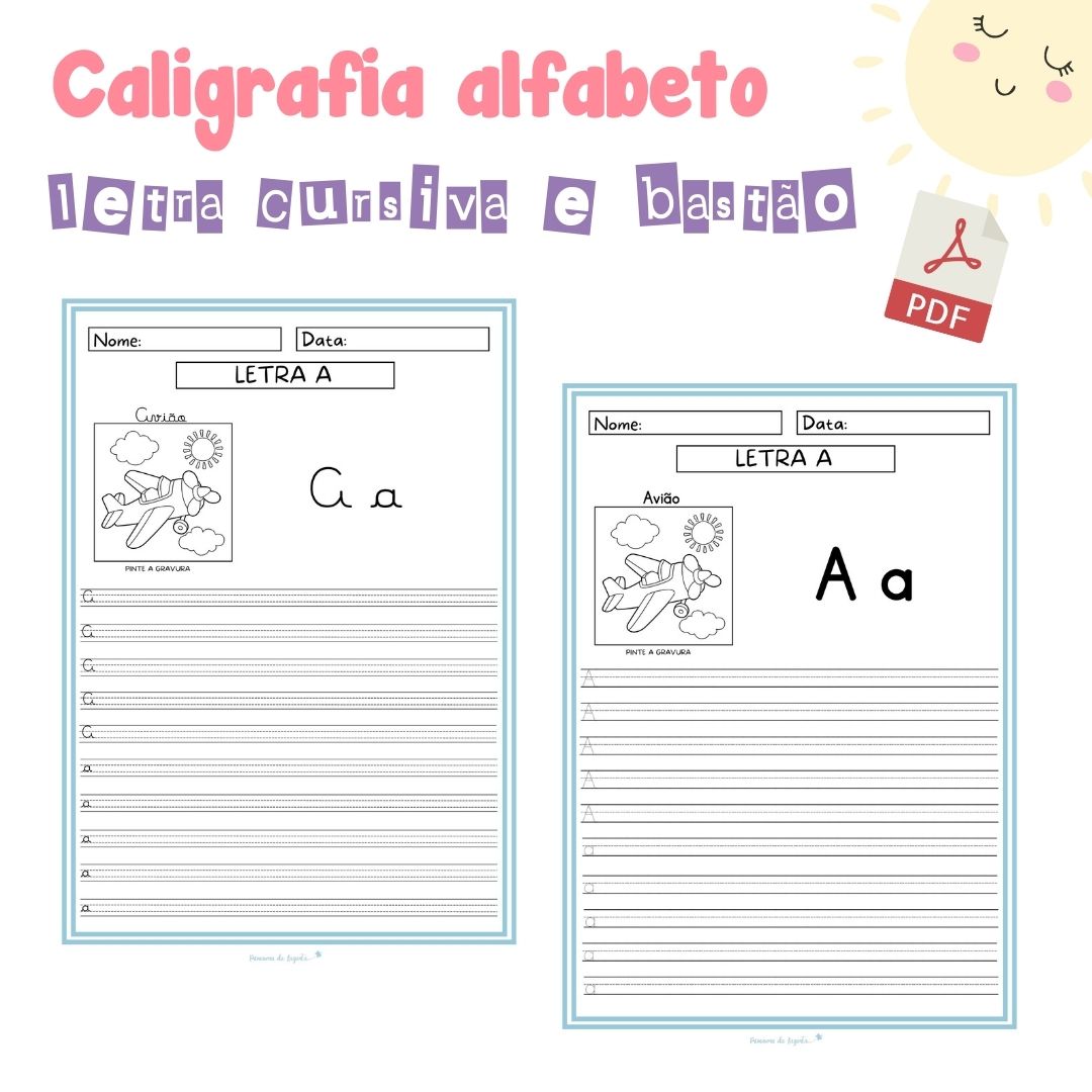 Caligrafia Alfabeto letra cursiva e bastão (PDF)